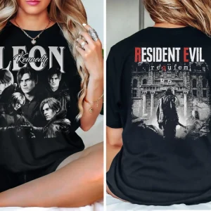Leon S. Kennedy Resident Evil 9 Requiem Shirt Biohazard Tee Grace Emily Gideon Tee Short Sleeve Women for Spring Summer Unisex