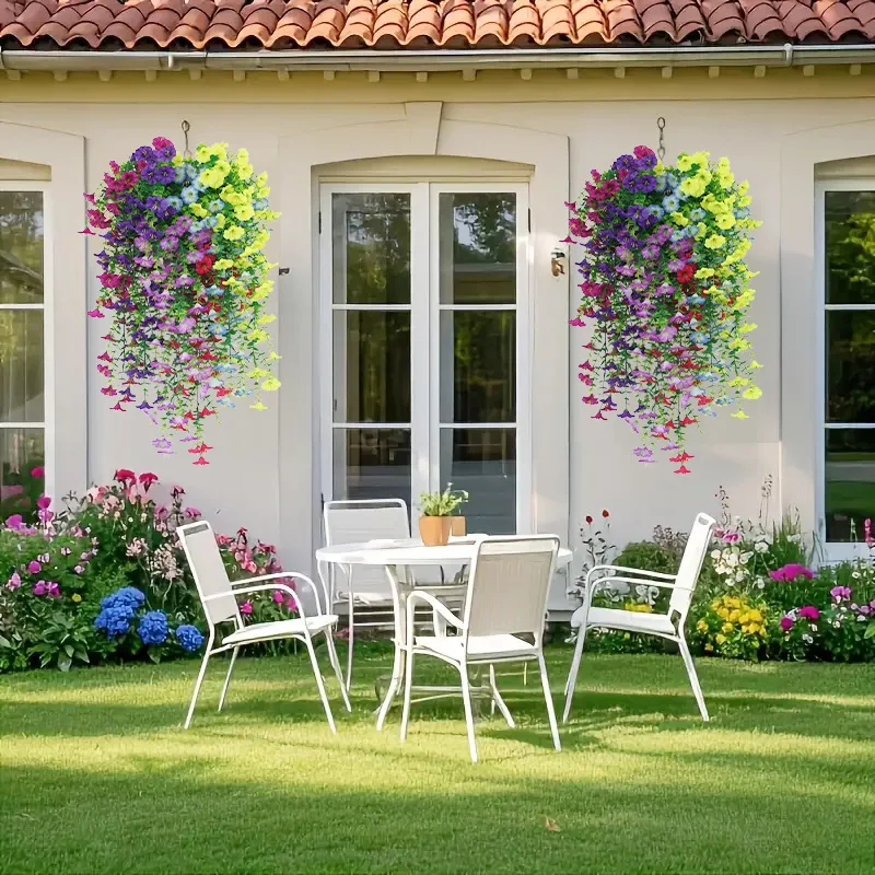 Artificial Flower New Artificial Hanging Flowers and Plants Easter Decoration 2025 UV-resistant and Realistic Room Decor Wedding - Image 5