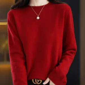 Women 100% Merino Wool Sweater O-Neck Long Sleeve Cashmere Knitwear Pullover Aliselect Fashion Autumn Winter Clothing Tops