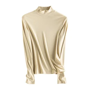 SuyaDream, Women Bottoming T Shirt, 28%Wool 37%Cotton, Long Sleeves, Solid Basic Thermal Shirt, 2025 Autumn Winter Top