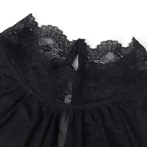 Women's Spring/Fall 2026 New Arrival Elegant Lace-Panel Cutout Bell-Sleeve Tie-Waist Top Everyday Lace-Panel Design