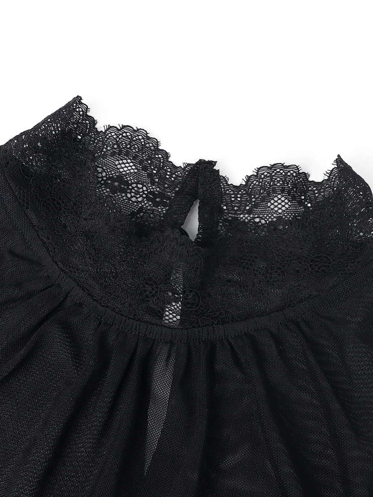 Women's Spring/Fall 2026 New Arrival Elegant Lace-Panel Cutout Bell-Sleeve Tie-Waist Top Everyday Lace-Panel Design - Image 5