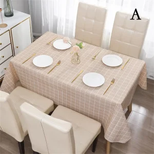 Nordic Style Grid Printed Household Waterproof Oil Resistant Dining Table Cloth Table Cover Party Decoration Rectangular