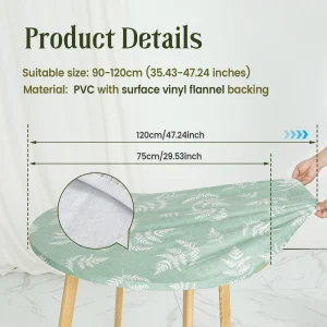 Elastic Round Table Cover Fitted Vinyl Waterproof Tablecloth Reusable Flower Dining Table Cloth For Home Table Protector Decor