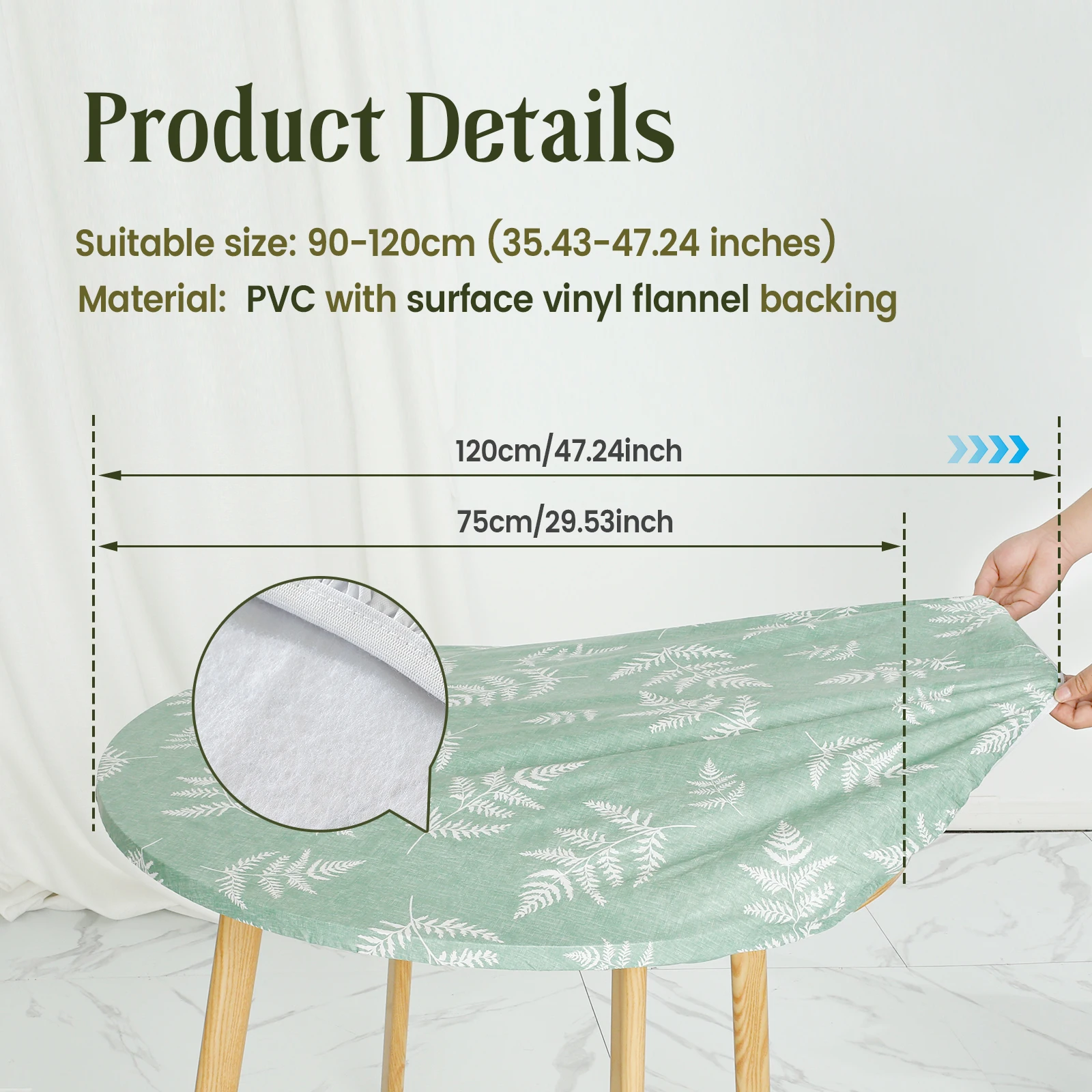 Elastic Round Table Cover Fitted Vinyl Waterproof Tablecloth Reusable Flower Dining Table Cloth For Home Table Protector Decor - Image 10