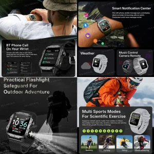 Outdoor 100+Sports Smart Watch Waterproof 2.01 inch HD Screen LED Flashlight Bluetooth Talking Smartwatch Men Women Holiday Gift
