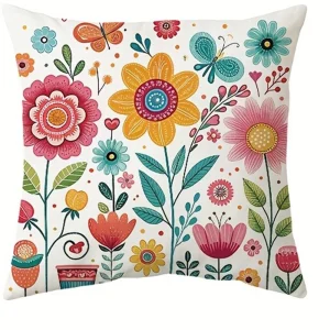 Colorful Floral - Bird Cheerful Pillow CoversLiving room sofa cushion cover, soft and comfortable, bedroom room decoration
