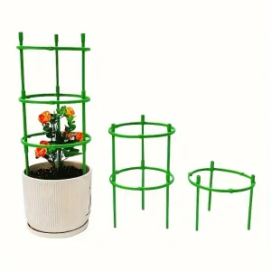 60pcs Stackable Plastic Plant Support Rings - 10-Tier Garden Stakes for Climbing Flowers, Vines, Vegetables | Durable Green