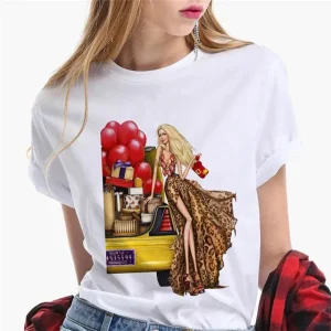 Paris Girl Europe and America Fashion Loose Ins White Short-sleeved T-shirt Woman Graphic T Shirts Harajuku Women Clothes