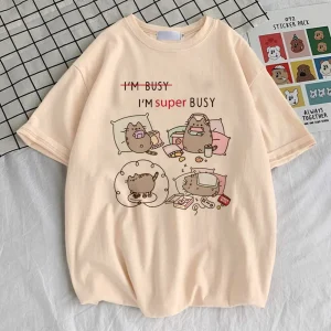 Pusheen shirt teen Y2k 2000s Graphic Retro 80s kawaii t shirt Digital University Vintage harajuku Grunge hip hop