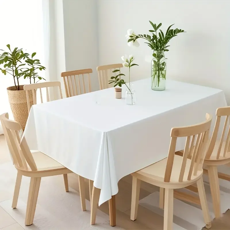 White Table Cloth Waterproof Anti Scratch Polyester Tablecloth Decorative Washable Fabric Table Cover Home Dining Buffet Party - Image 7