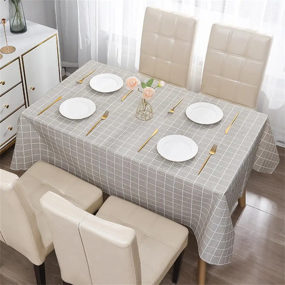 Nordic Style Grid Printed Household Waterproof Oil Resistant Dining Table Cloth Table Cover Party Decoration Rectangular