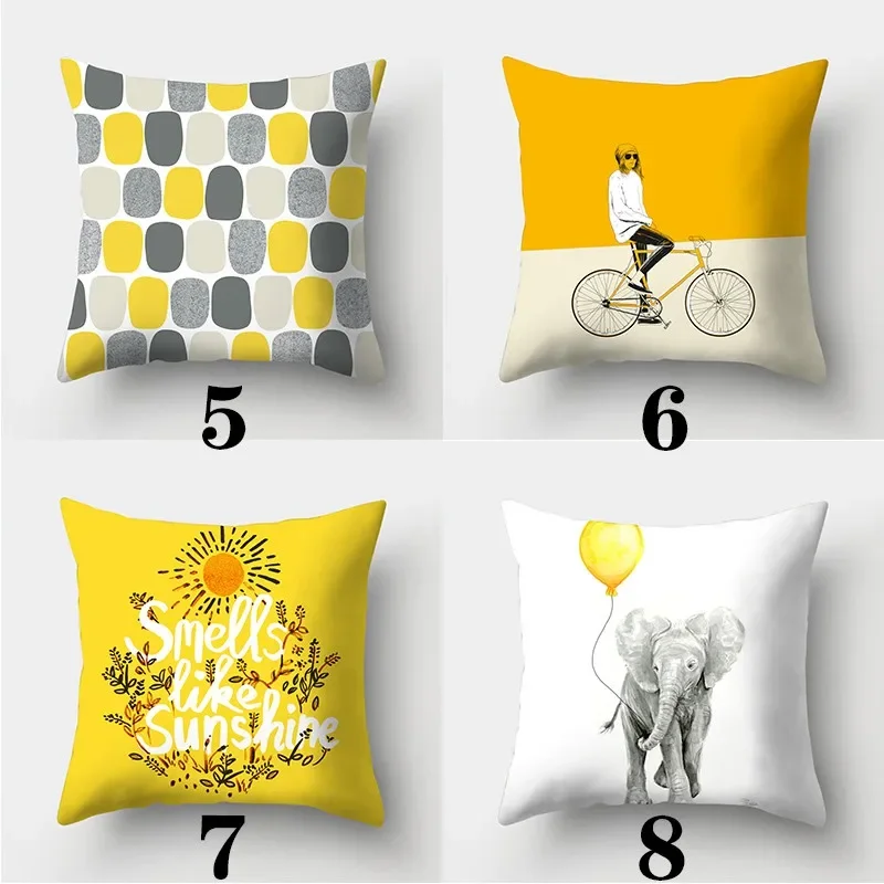 Yellow series Pillowcase 45cmX45cm Square Sofa Pillow Cover Creative Sun Flower Cushion - الصورة 3