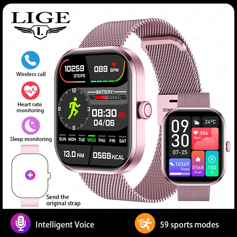 LIGE 2.01” HD Screen Custom Watch Face Smart Watch Women Waterproof Sport Ladies Watches BT Call Health Monitor Women Smartwatch - Image 9