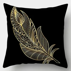 Home Decor Gold Patterned Decorative Digital Print Pillowcases Pattern Cushion Cover Suitable for Sofa Bedroom Car Pillow Cover