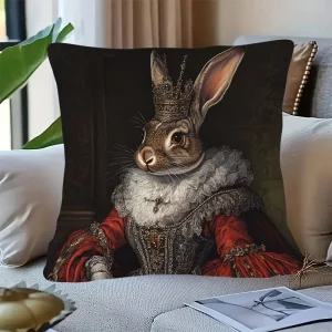1PC Easter Bunny Reading Pillow Cover ,Decorative sofa cushion cover, home decoration, 2D printing.