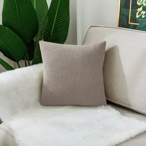 Waterproof Solid Color Jacquard Pillow Cover for Sofa Office Waist Cushion Cover Home Decorative Pillowcase Decoration 45x45