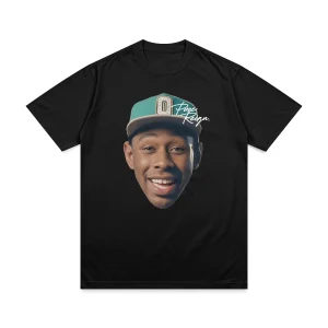 Tyler The Creator Head Pattern T-shirt Summer Women's Short Sleeved T-shirt Retro Hip Hop Rap Singer Cactus Jack T-shirt Y2k Top