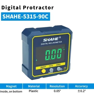 SHANHR New Angle Protractor 360 Degree Mini Electronic Digital Protractor Inclinometer Angle Finder Gauge Measurement Box