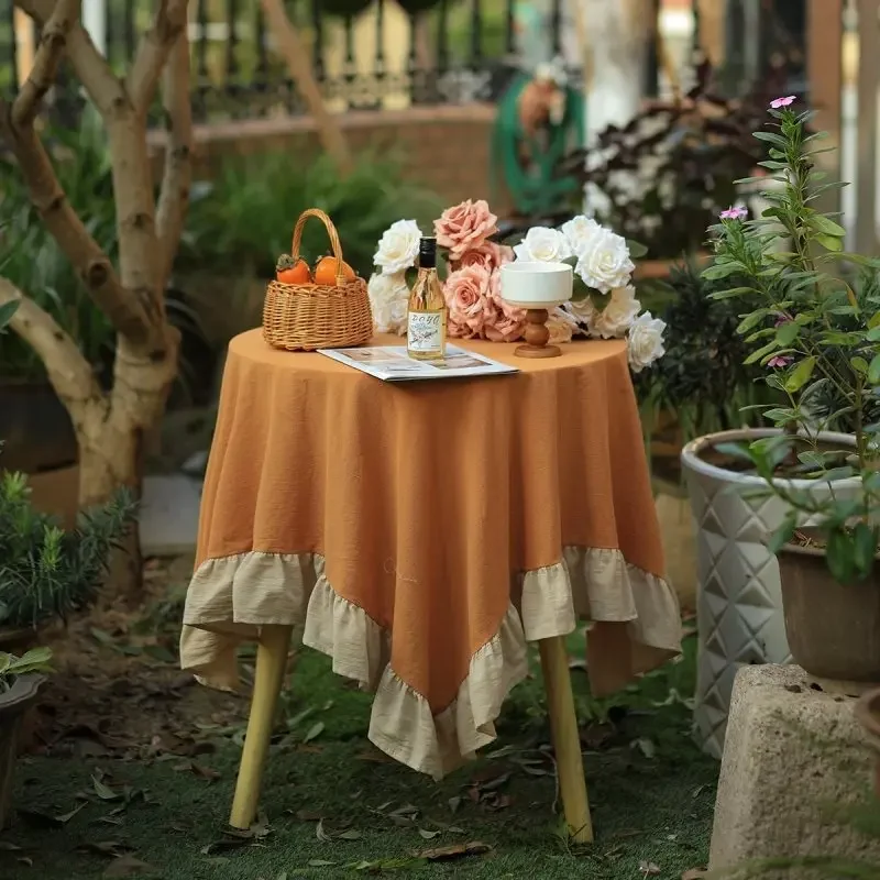 100% Cotton Round Table Cloth Washable Vintage Ruffle Tablecloth For Wedding Party Dining Banquet Decor Living Room Table Cloth - Image 5