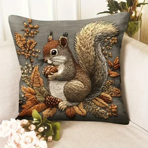 Squirrel Pillow Cover: Nature's Artistry for Your Home Sofa cushion cover, home decoration, 2D printing