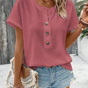 Europe and America large solid color short sleeve T-shirt women summer new loose V-neck casual all-matching three-point sleeve b