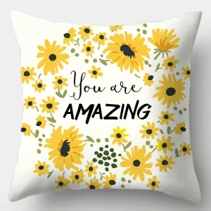 Yellow series Pillowcase 45cmX45cm Square Sofa Pillow Cover Creative Sun Flower Cushion