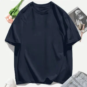 Y2K Woman 100% Cotton T Shirts Solid Color Casual T-Shirt O-Neck Summer Tops For Women Fashion Oversized Female Sportswear