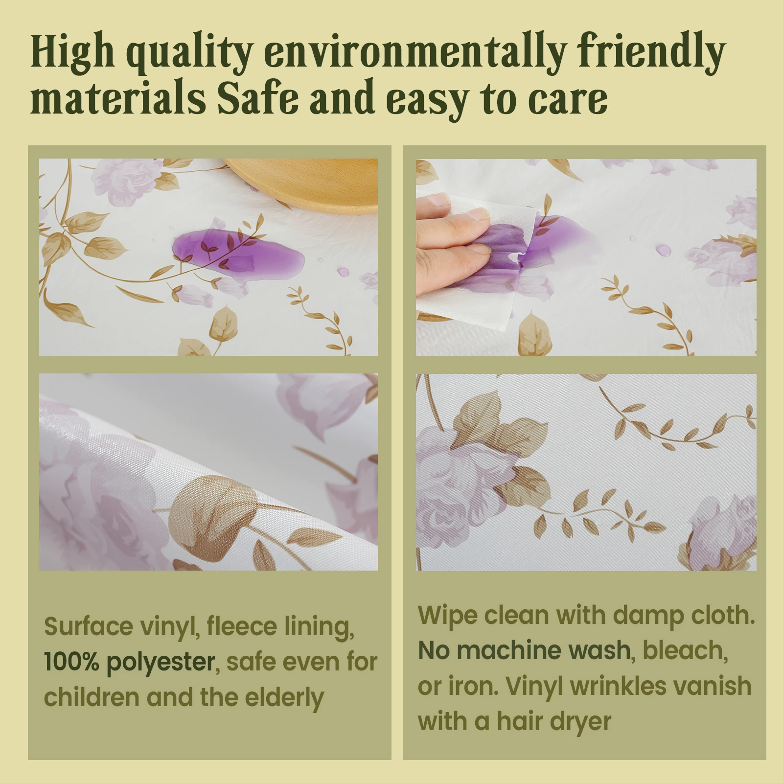 Elastic Round Table Cover Fitted Vinyl Waterproof Tablecloth Reusable Flower Dining Table Cloth For Home Table Protector Decor - Image 5