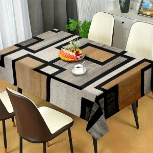 VIKAMA Minimalist Geometric Print Tablecloth Oil-Resistant and Easy to Clean Kitchen Dining Table Restaurant Home Decor