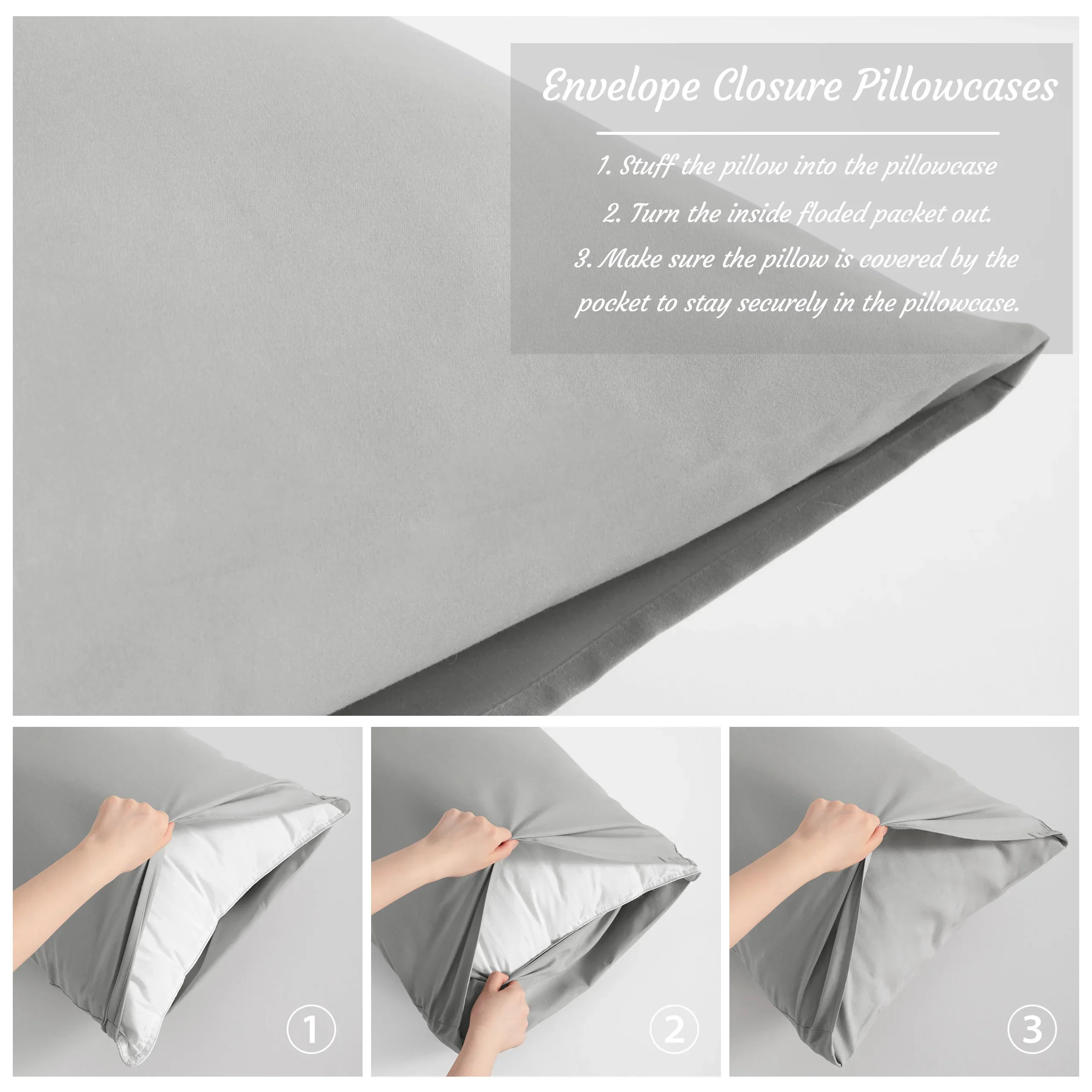 4pcs Microfiber Pillowcases Solid Color, Envelope Closure, Machine Washable, Woven Fabric, for Bedroom, Living Room - Image 4