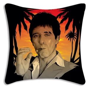 Hot Classic Movie Scarfaces Pillow Covers Cartoon Sofa Decorative Home Double-sided Printing Short Plush Cute Cushion Cover