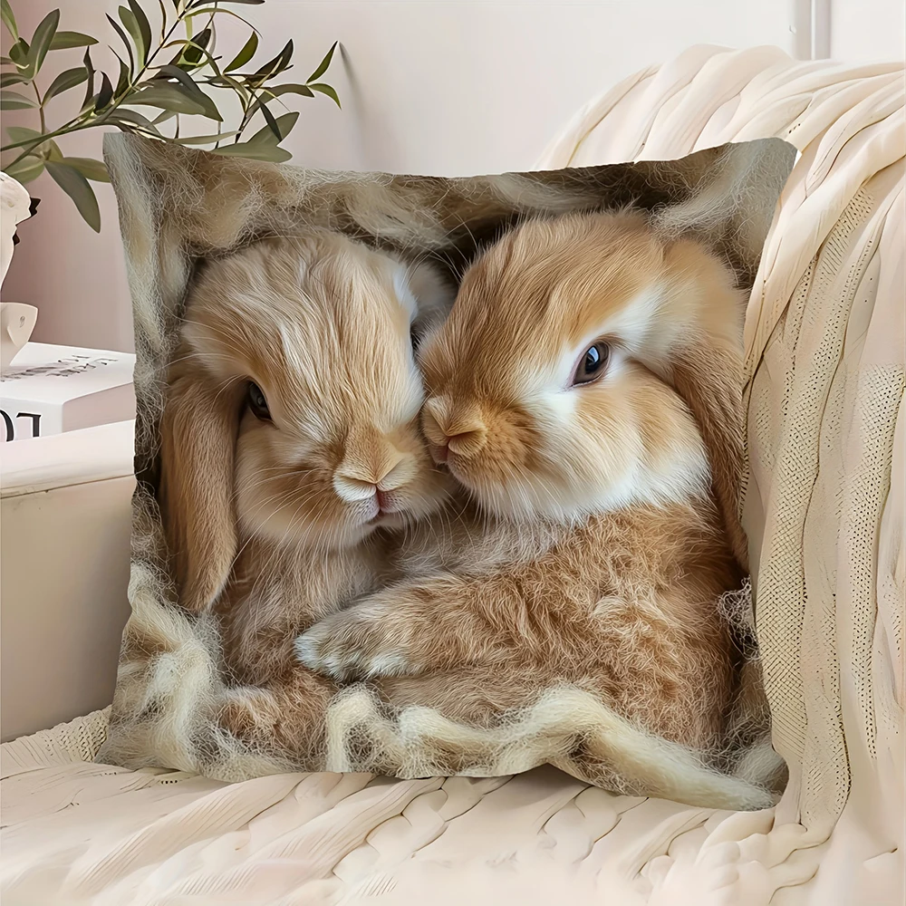 1PC Easter Bunny Pillow with Eggs ,Decorative sofa cushion cover, home decoration, 2D printing. - الصورة 5
