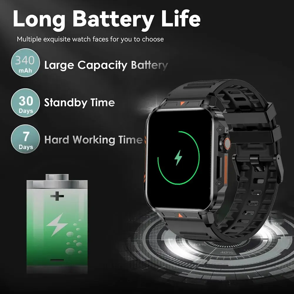 SENBONO 1.95inch Outdoor Military Smart Watch Men Bluetooth Call Smartwatch For Android IOS IP68 Waterproof Sports Ftiness Watch - Image 6