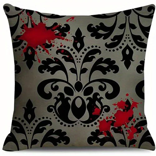Home Decor Gothic Patterns: Raven, Skulls & Blood Splashes Pattern Cushion Cover Suitable for Sofa Bedroom Car Pillow Cover - Image 7