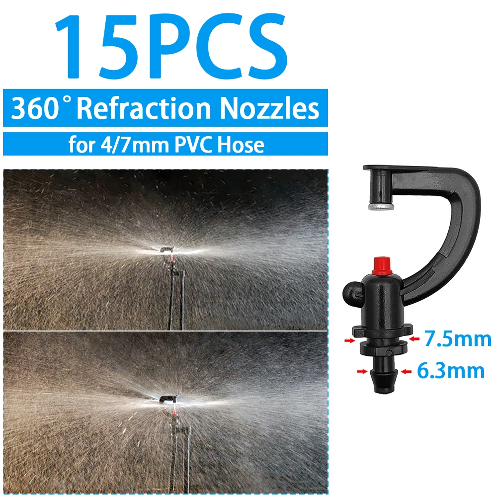 WUJIE Greenhouse Watering Sprinkler Dripper Drip Irrigation Garden Adjustable Mist Emitters Stake Micro Spray Rotating Nozzle - Image 3