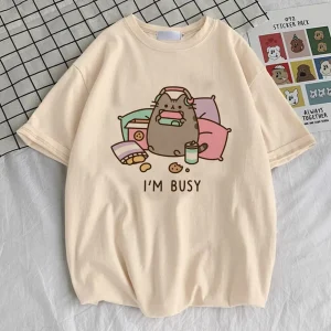 Pusheen shirt teen Y2k 2000s Graphic Retro 80s kawaii t shirt Digital University Vintage harajuku Grunge hip hop