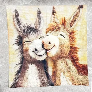 Plush Donkey Pillow Cover - Cute cartoon donkey design, soft beige background, home decor, wedding, office (pillow not included)