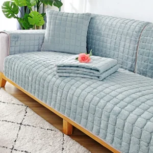 Flannel Sofa Cushion General Non-Slip Thickened Warm Living Room Sofa Backrest Cover Plush Plaid Seat Cushion Sofa Armrest Towel