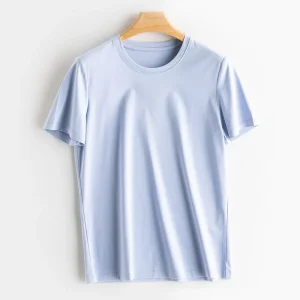 SuyaDream Women Solid T shirts, Silk Cotton Blend, O Neck, Short Sleeved Solid Tee,2025 Summer Candy Colors Basic Cozy Top Green