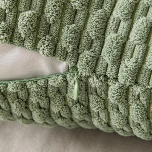 Spring Sage Green Decorative Throw Pillow Covers 18x18 Soft Corduroy Striped Square Pillow Covers for Couch Living Room Bed Sofa