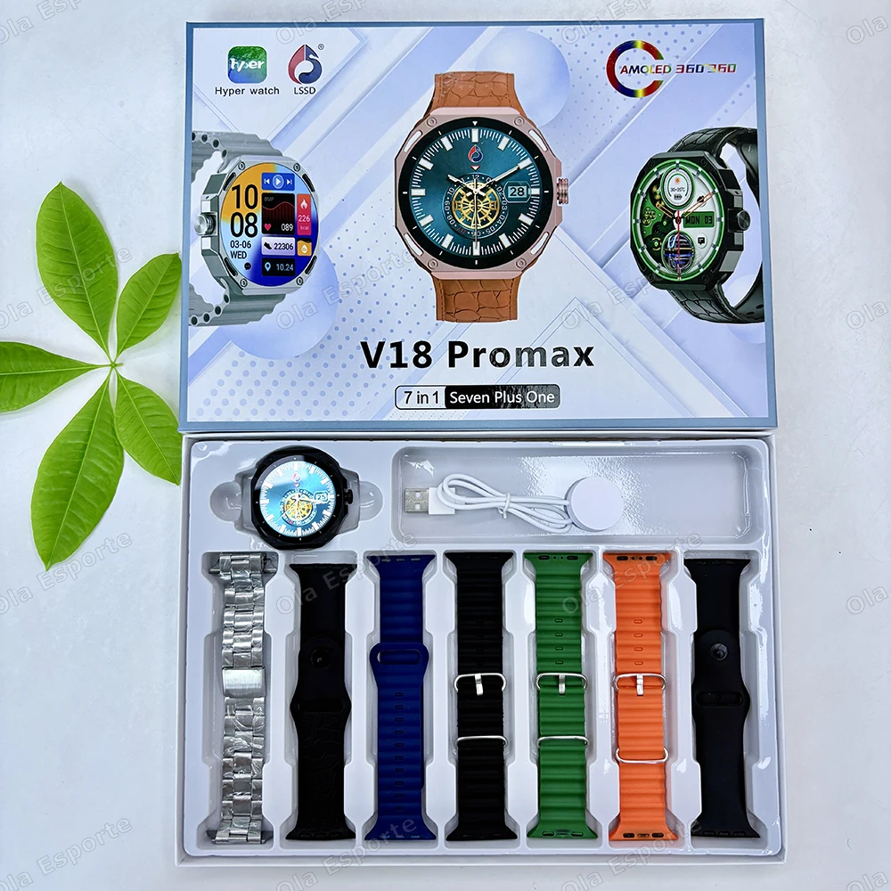 +7Pcs Straps Smart Watch AMOLED Screen 3D Dial GPS Bluetooth Call IP68 Waterproof Smartwatch Men Women For Android IOS 2025 New - الصورة 10