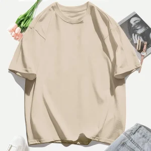 Y2K Woman 100% Cotton T Shirts Solid Color Casual T-Shirt O-Neck Summer Tops For Women Fashion Oversized Female Sportswear