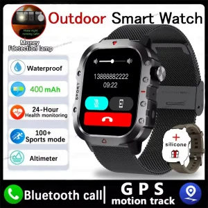 2025 Military GPS Smart Watch Men LED Flashlight Waterproof Outdoor Sport Tracker Bluetooth Call Waterproof Smartwatch Man Women