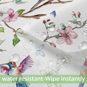 Spring Birds Floral Waterproof Tablecloth Wedding Party Decor Farmhouse Summer Kitchen Dining Rectangle Table Cloths Table Decor