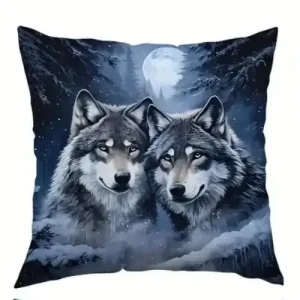 Home Decor Wolves In Moonlit Forest & Snow Pillow Covers Pattern Cushion Cover Suitable For Sofa Bedroom Car Pillow Cover