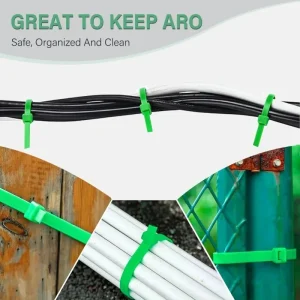 300/50PCS Self-locking Plastic Nylon Tie Green Cable Tie Fastening Ring Sealing Wraps Strap for Home Garden Plant Fasten Tools