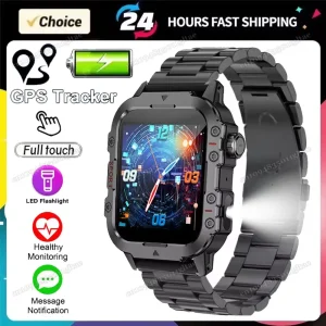 Outdoor 100+Sports Smart Watch Waterproof 2.01 inch HD Screen LED Flashlight Bluetooth Talking Smartwatch Men Women Holiday Gift