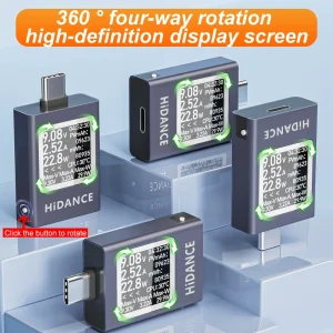 13 in 1 DC 4.5-50V 0-12A Multi-function Digital Display DC Voltage Ammeter Power Meter Type-c Cell Phone Charging PD3.1 Tester