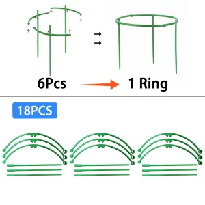 Plant Support Stakes Semicircle Trellis for Potted Plants Bonsai Vine Flower Support Fixed Rod Clips Gardening Tools 6-36Pcs